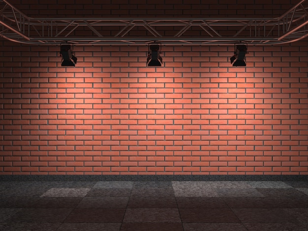 Gallery Interior with Bricks Wall