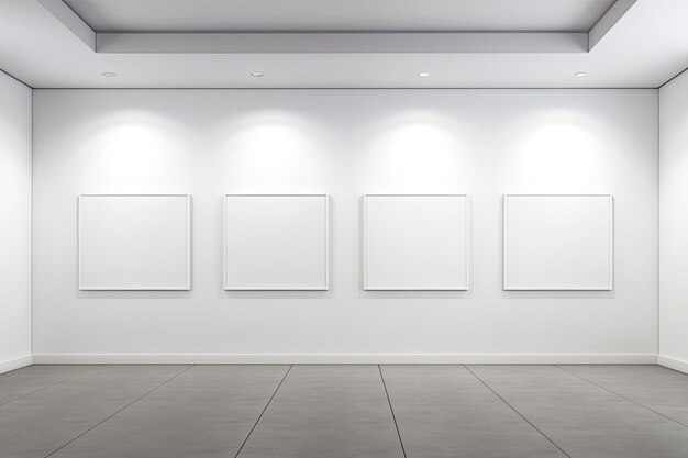Фото Интерьер галереи с пустыми рамками на стене