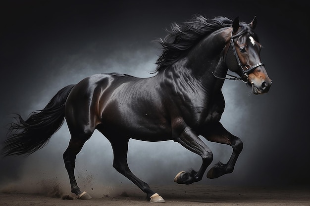 Galloping Equine Elegance Amidst Nocturnal Mystery