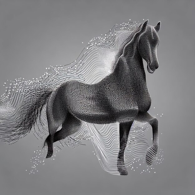 Galloping horse particles vector illustration