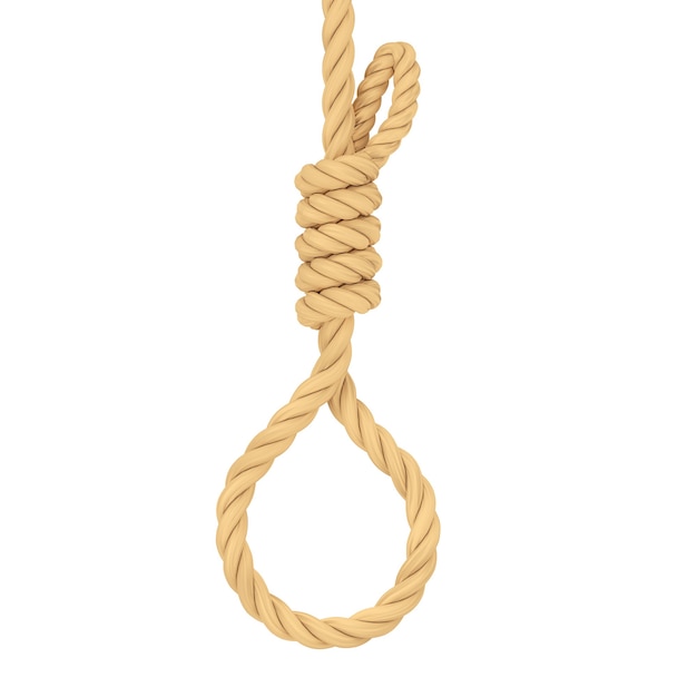 Premium Photo  Gallows Hanging Noose Rope Tied Knot on a white background.  3d Rendering