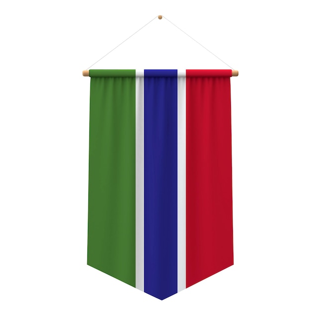 Gambia flag cloth hanging banner 3D Rendering