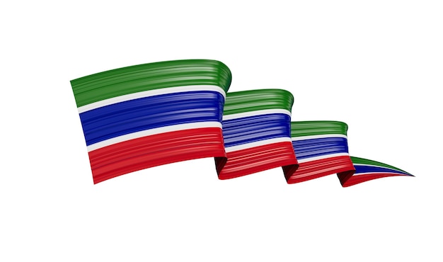 Gambia vlag lint stijl geïsoleerde witte achtergrond 3d illustratie