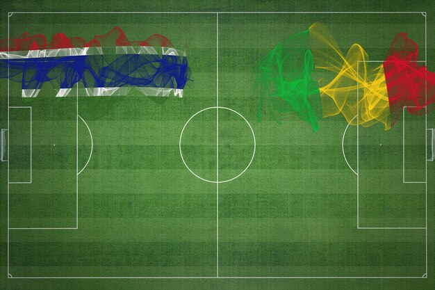 Gambia vs Mali Soccer Match nationale kleuren nationale vlaggen voetbalveld voetbalwedstrijd Competitie concept Kopieer ruimte