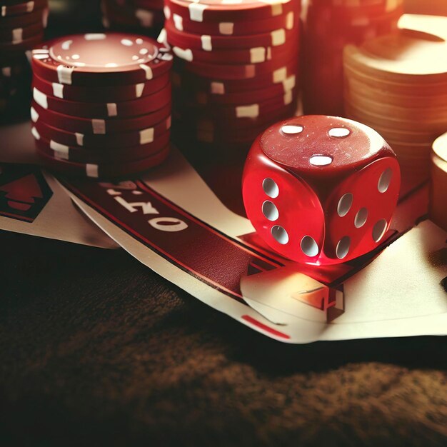 Gambling Poker Cards Chips and Dices Concept