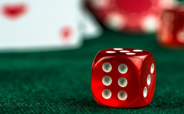 Gambling Red Dices and Poker Cards Photo