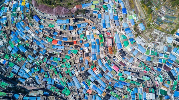 Gamcheon Culture Village Aerial view Colorfull mountain village in Busan City Busan South Korea