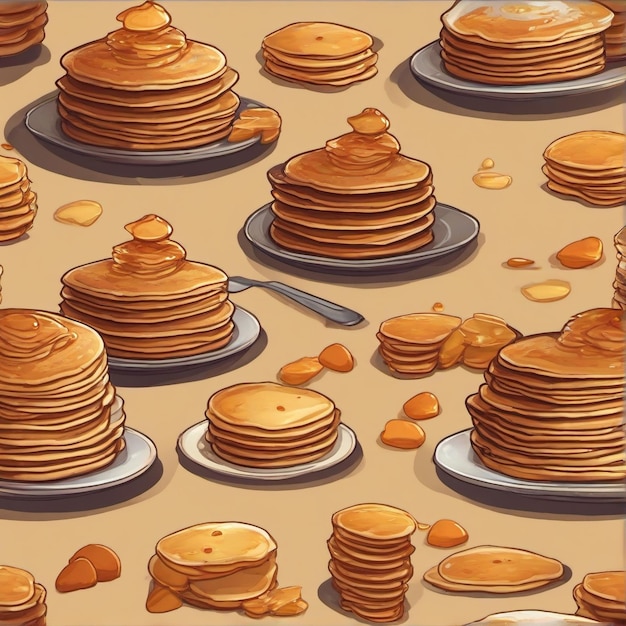 game art of a pancake anime style illustration with strawberry on top