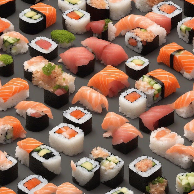 Game art style isometric sushi on a table illustration