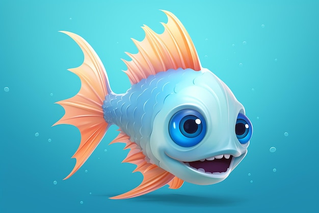 돛 물고기 더 큰 눈 만화 귀여운 재미의 게임 캐릭터