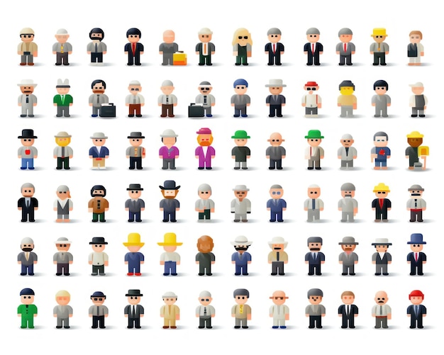 Game character sprite sheet of NPC illustration isolated on white background game design reference