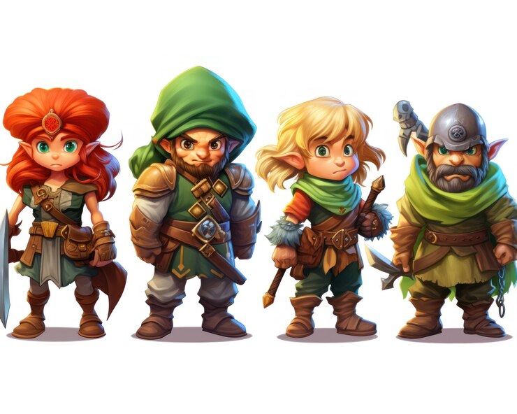 Photo game character sprite sheet npc illustration isolated on white game design reference
