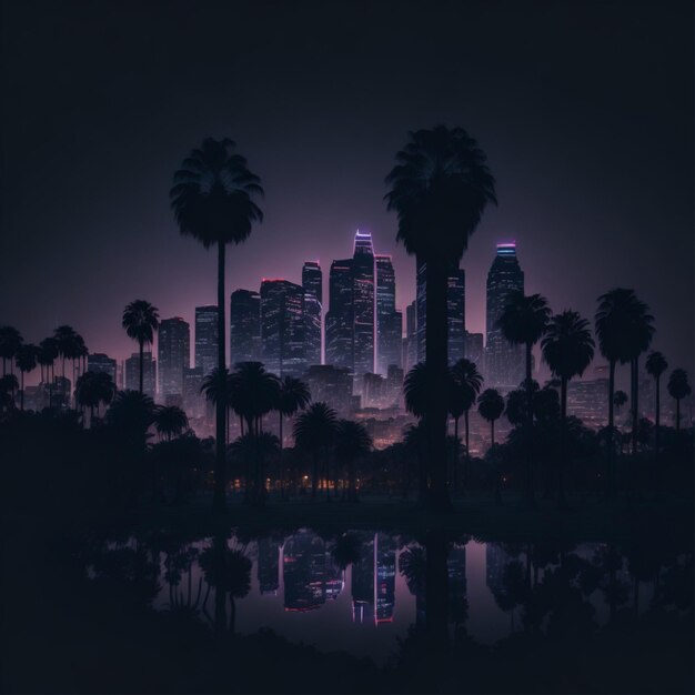 게임 도시 그래픽 디자인 복고풍 빈티지 네온 색상 어두운 배경