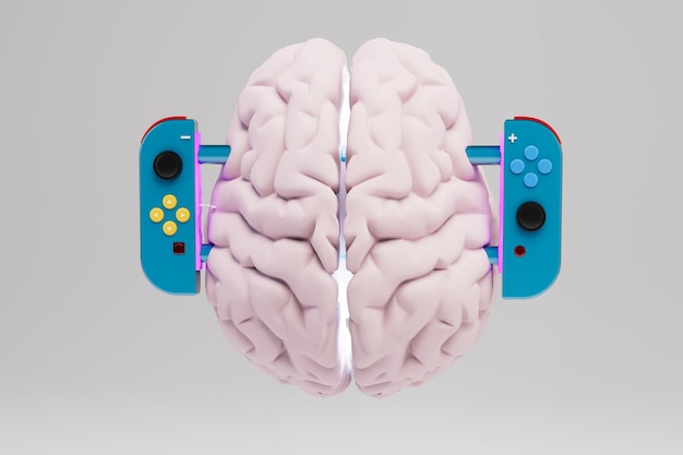 Game console on smart tv. brain activity while playing on the
console