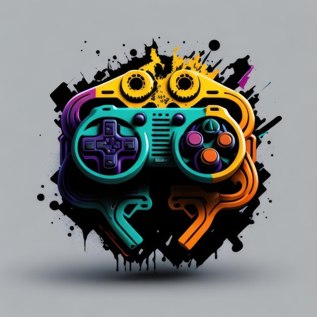 A game controller colored logo futuristic design concept