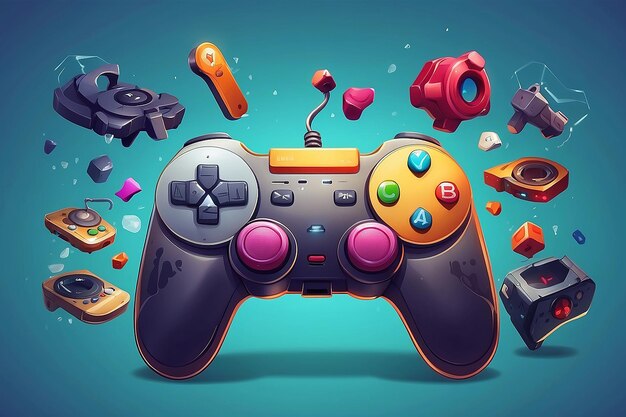 Photo game controller game illustration design