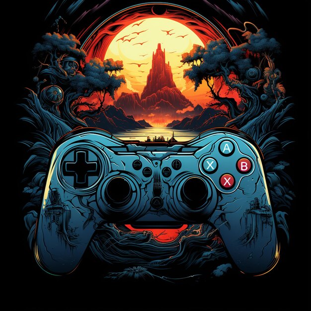 Photo a game controller graphic t shirt design