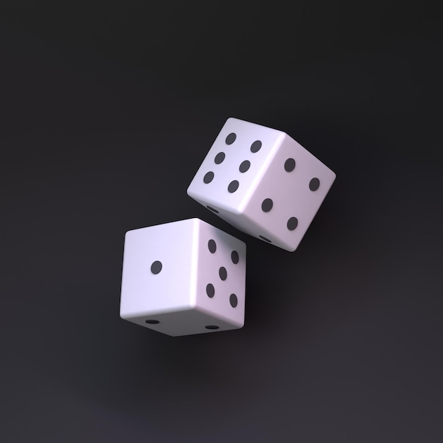 Game cubes Casino element Render in 3d