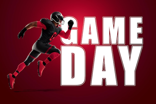 Photo game day american football advertising poster template billet sports american soccer playoffs soccer party in the united states 3d illustration 3d rendering professional team championship