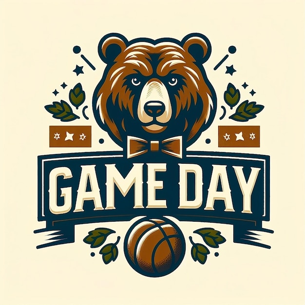 Photo game day bear mascot vintage in style vector design illustration for background super bowl sunday