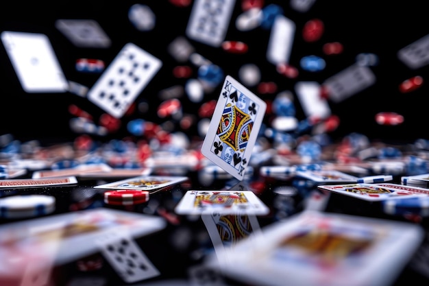 a game of dominoes is surrounded by other playing cards