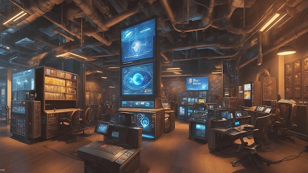 Game hall background wall cool sense of technology atmosphere sense of technology the planet science