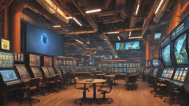 Game hall background wall cool sense of technology atmosphere sense of technology the planet science