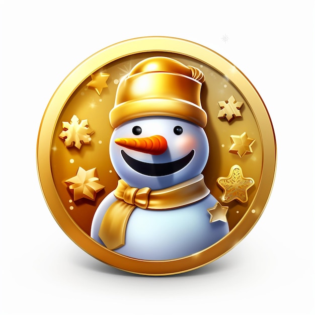 Game icon topic Christmas snowman gold trophy no background
