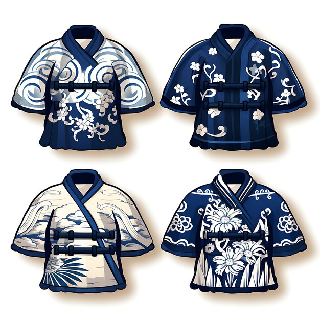 Фото Игровые предметы доспехи хаори эдо самурайский дизайн куртки традиционная самурайская иллюстрация идея коллекции
