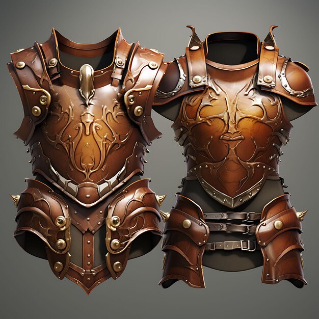 Foto game item armor wardrobe item steampunk design pauldron leather armor idea di raccolta di illustrazioni