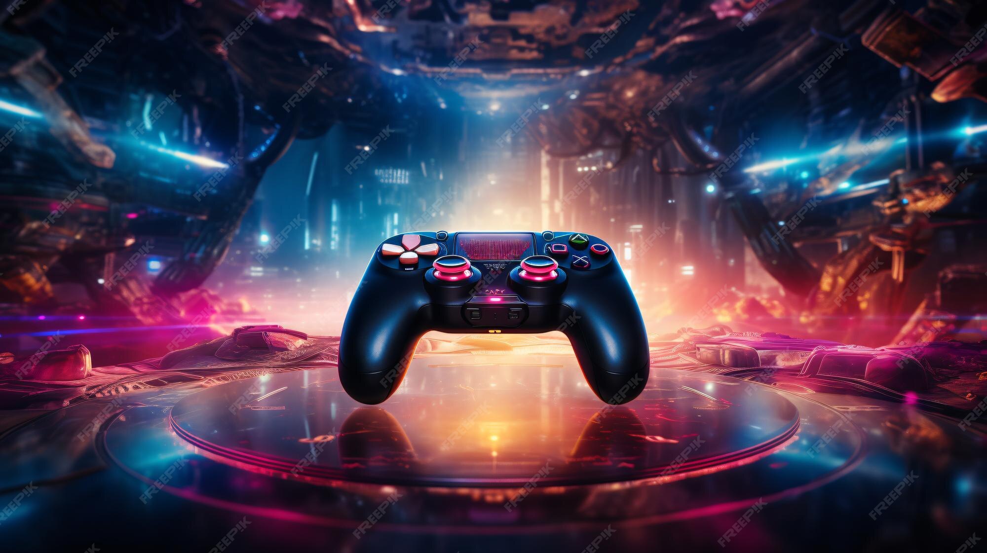 Premium Photo  Game joystick in the virtual space of the future