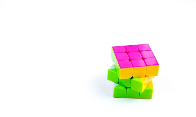 Game multi-colored cube on white 