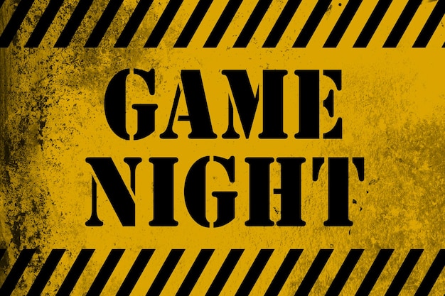 Photo game night sign yellow with stripes