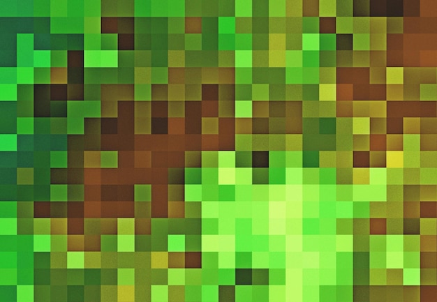 Gioco pixel art verde marrone texture di sfondo. pixel quadrati di terra con texture giochi geometrici carta da parati