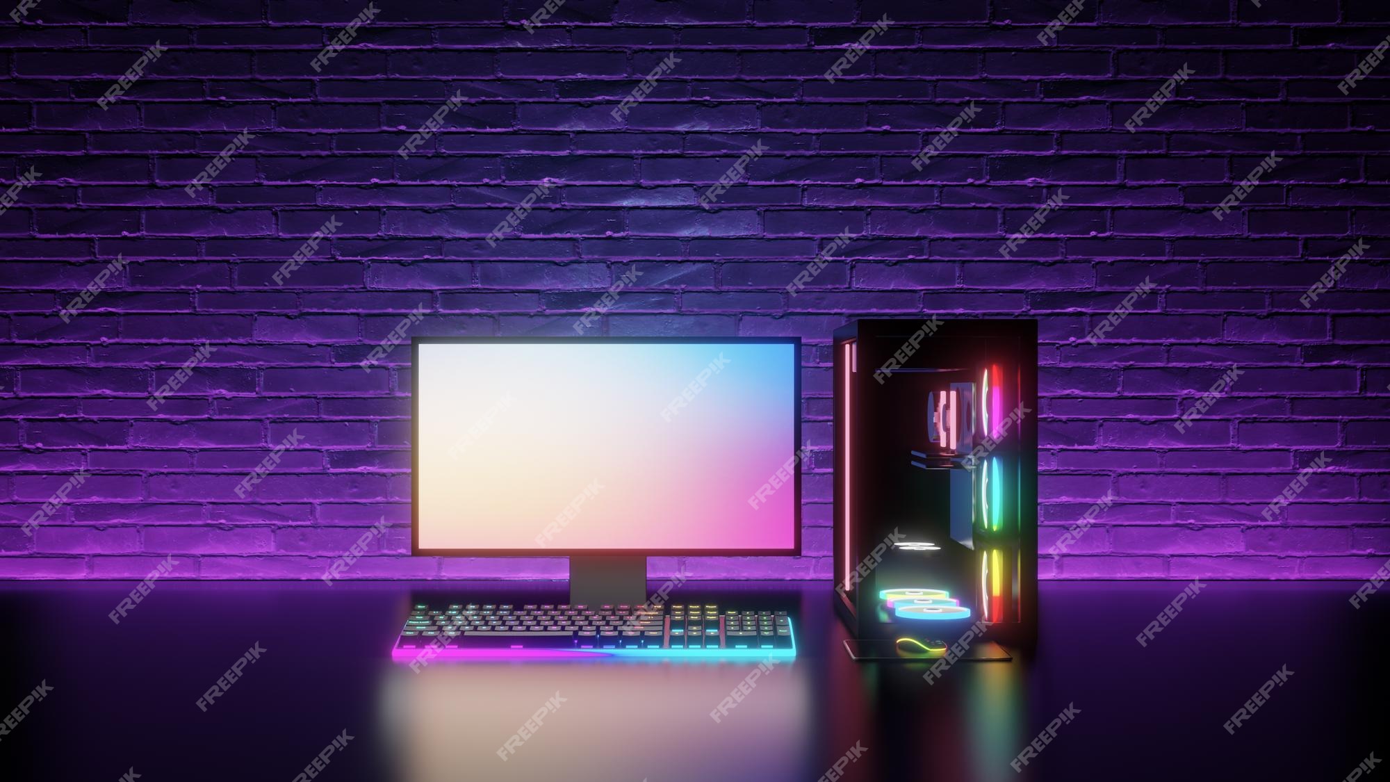 Modern Gaming Computer Mockup With Blue Light Background And Sleek Design, Pc  Gamer, Gaming Pc, Gaming Room Background Image And Wallpaper for Free  Download