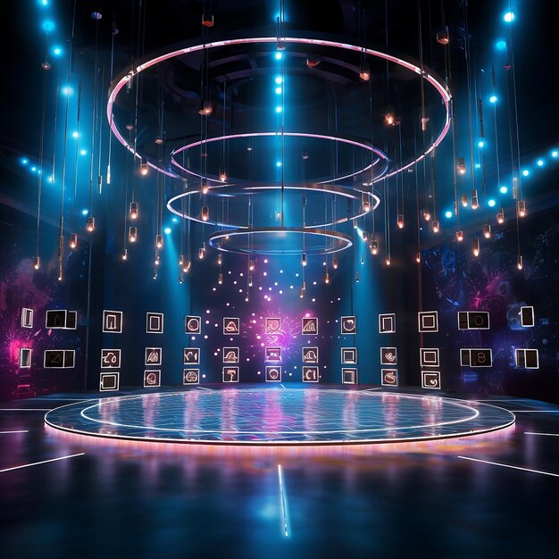 game show stage with many lights