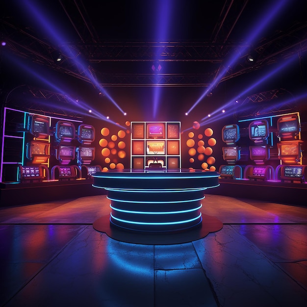 game show stage with many lights