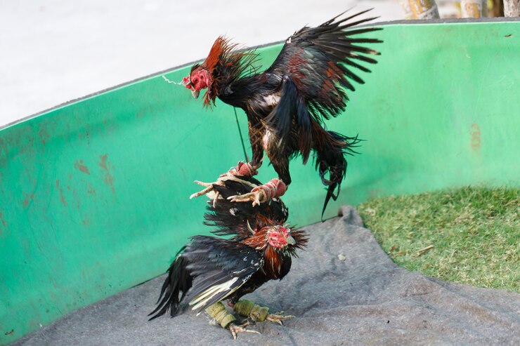Gamecocks 싸움 근접 촬영