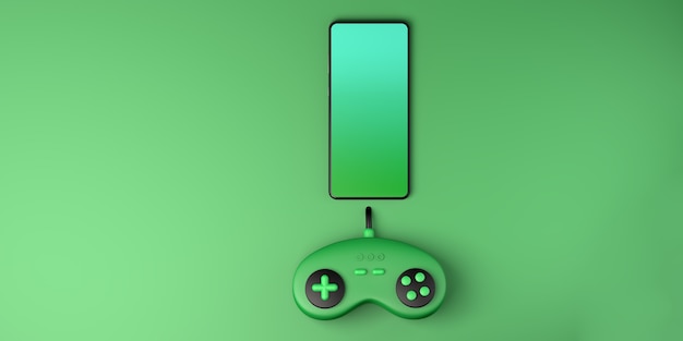 Gameconcept Smartphone met gameconsole-controller Gamepad Ruimte kopiëren Gamer