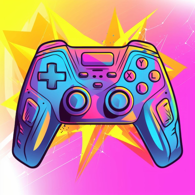 Gamepad Vector illustration in pop art style on colorful background