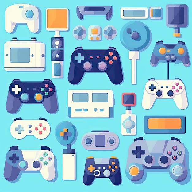 gamepads collection set clipart icon pastel scrapbook cut