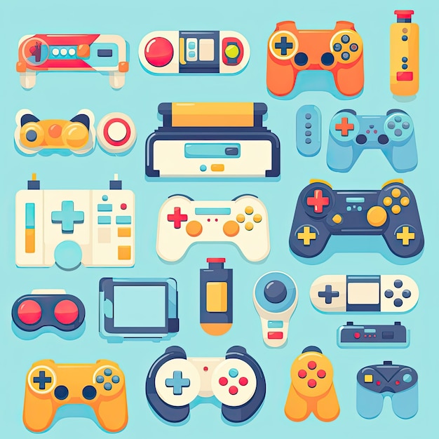 gamepads collection set clipart icon pastel scrapbook cut