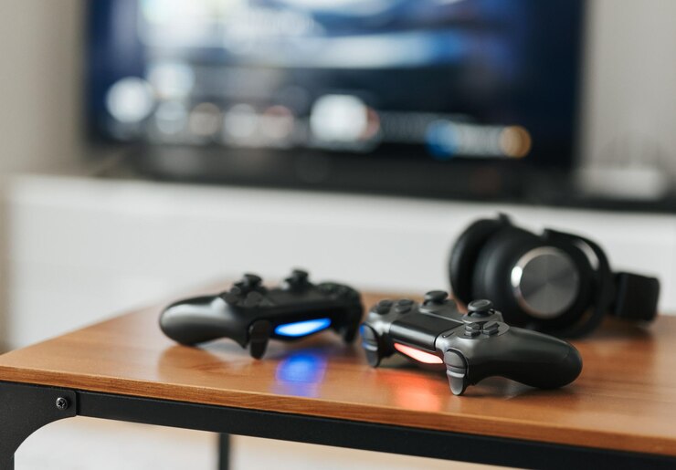 Photo gamepads on the table