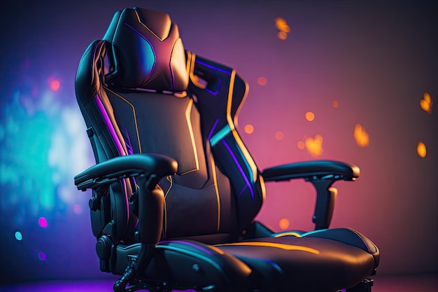 Gamer chair with colorful background ai generative