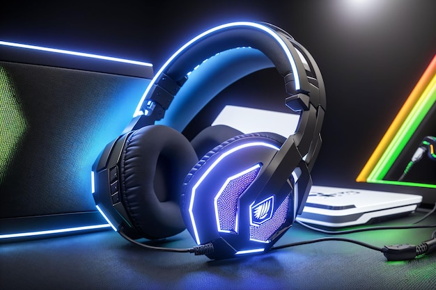 Photo gamer headset with lights