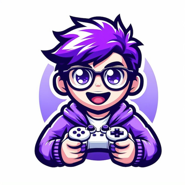 Photo gamer mascot logo a white background png