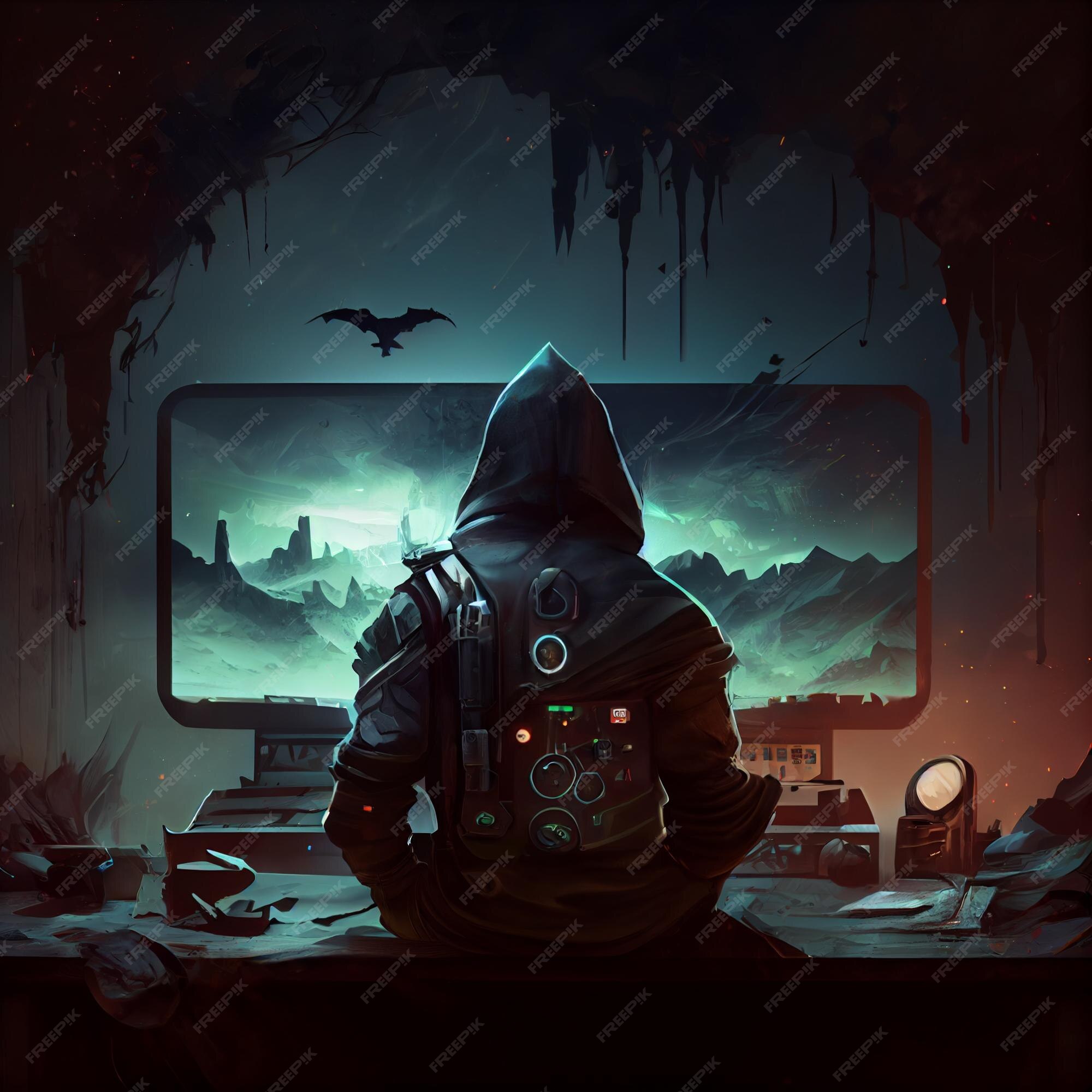 Premium Photo  Gamer playing on desktop pc computer gaming illustration