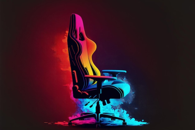 Gamer setup illustratie met gamer stoel verloop achtergrond Generatieve AI