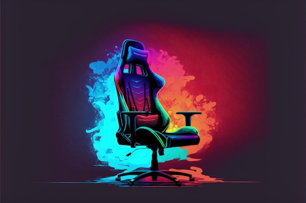 Gamer setup illustration with gamer chair gradient background Generative AI