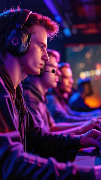 Gamer zit op een stoel en speelt videospel cybersport concept